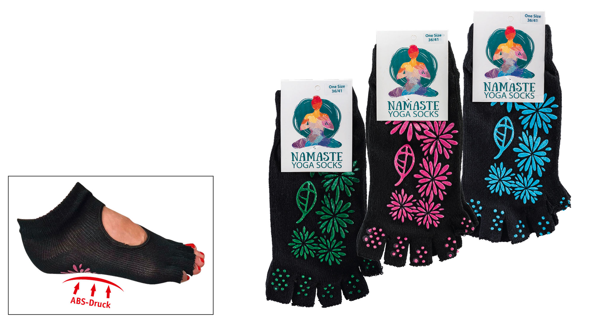 Socken einfarbig Anti Rutsch Socken 7 Farben Yoga Socken Zehen Socken